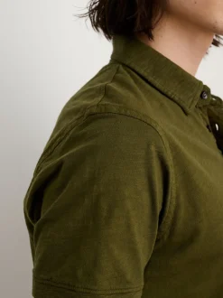 New Alex Mill Standard Slub Cotton Polo Deep Olive