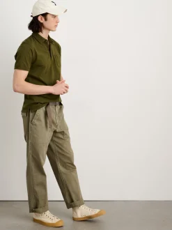 New Alex Mill Standard Slub Cotton Polo Deep Olive
