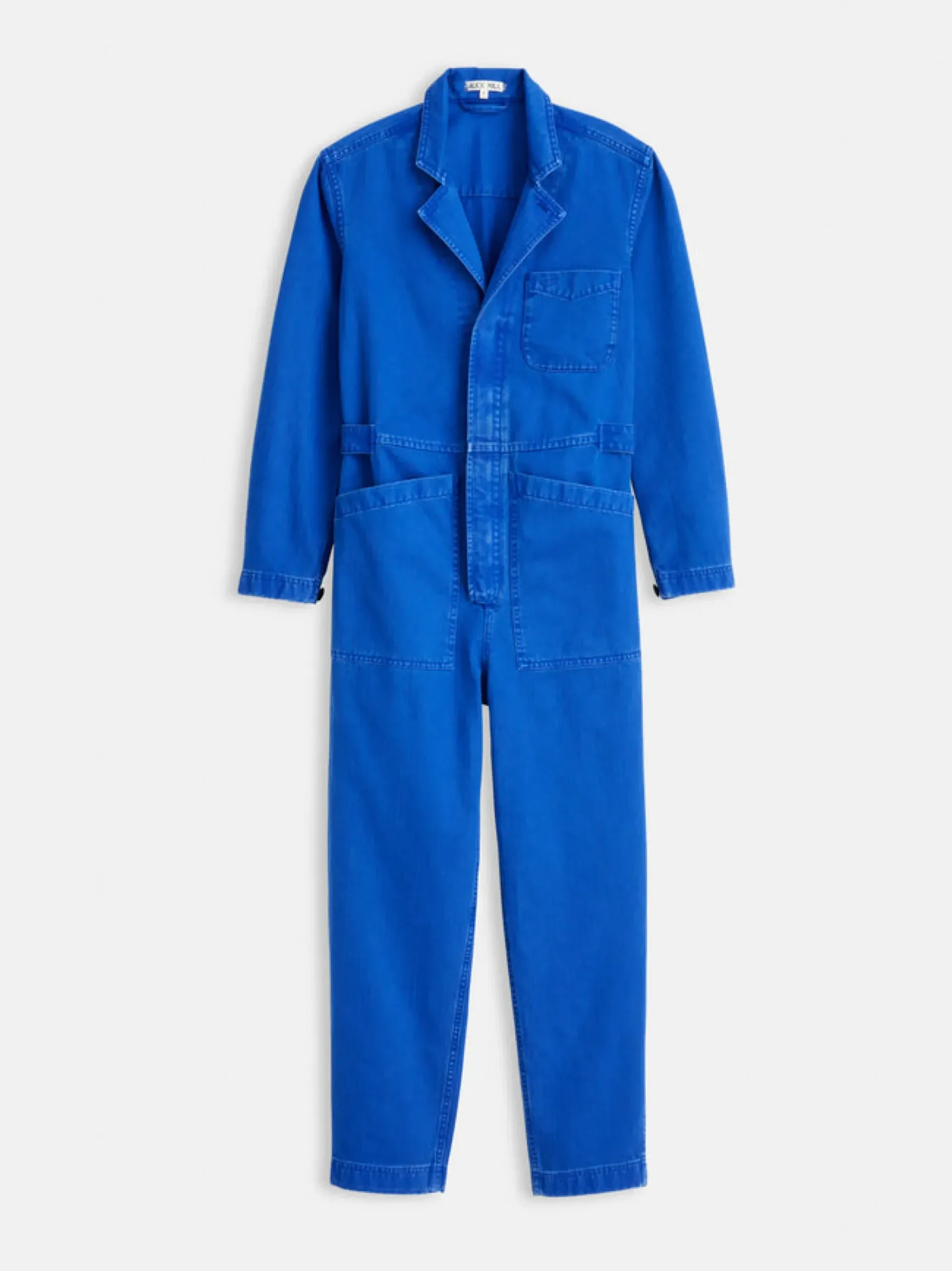New Alex Mill Standard Zip Jumpsuit In Herringbone Nautical Blue