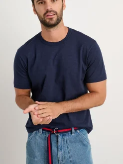 Online Alex Mill Stripe Web Belt Navy/Red