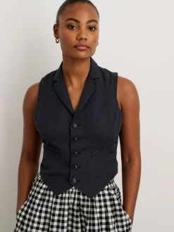 Online Alex Mill Suitish Vest In Drapey Twill Washed Black