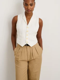 Sale Alex Mill Suitish Vest In Drapey Twill Ecru