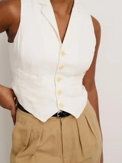 Hot Alex Mill Suitish Vest In Drapey Twill Ecru