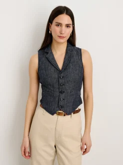 Hot Alex Mill Suitish Vest In Linen Herringbone