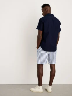 Hot Alex Mill The Short Sleeve Mill Shirt In Paper Poplin Dark Navy