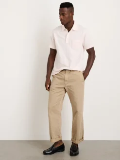 Discount Alex Mill The Standard Polo In Slub Cotton Rose Water