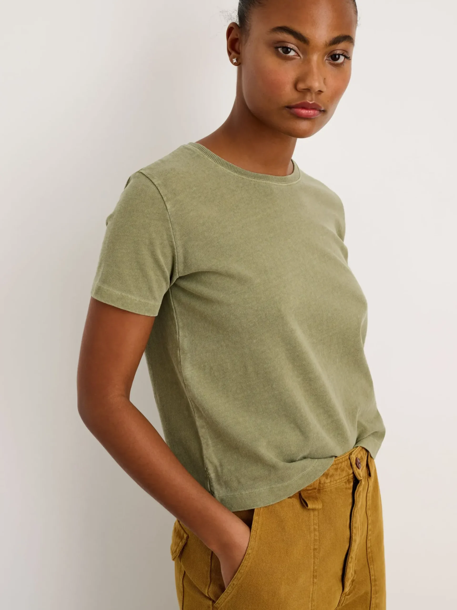 Sale Alex Mill Vintage Wash Crewneck Tee Army Olive