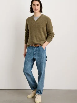 Fashion Alex Mill V-Neck Sweater In Lightweight Cashmere Heather Olive