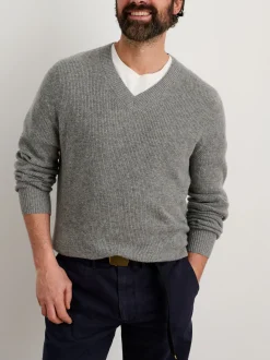 Online Alex Mill V-Neck Sweater In Lightweight Cashmere Heather Grey