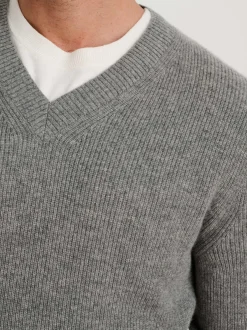 Online Alex Mill V-Neck Sweater In Lightweight Cashmere Heather Grey